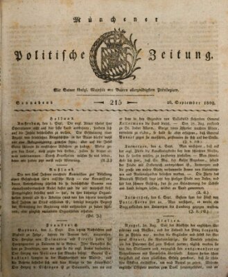 Münchener politische Zeitung (Süddeutsche Presse) Samstag 16. September 1809