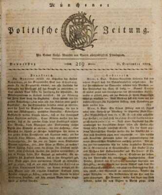 Münchener politische Zeitung (Süddeutsche Presse) Donnerstag 21. September 1809