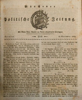 Münchener politische Zeitung (Süddeutsche Presse) Freitag 22. September 1809