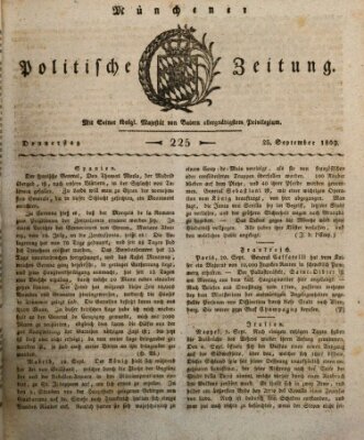 Münchener politische Zeitung (Süddeutsche Presse) Donnerstag 28. September 1809