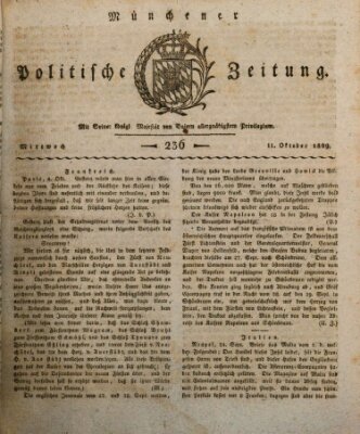 Münchener politische Zeitung (Süddeutsche Presse) Mittwoch 11. Oktober 1809