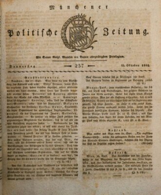 Münchener politische Zeitung (Süddeutsche Presse) Donnerstag 12. Oktober 1809