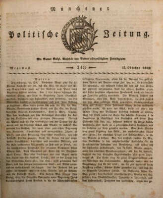 Münchener politische Zeitung (Süddeutsche Presse) Mittwoch 25. Oktober 1809