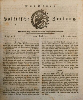 Münchener politische Zeitung (Süddeutsche Presse) Mittwoch 1. November 1809