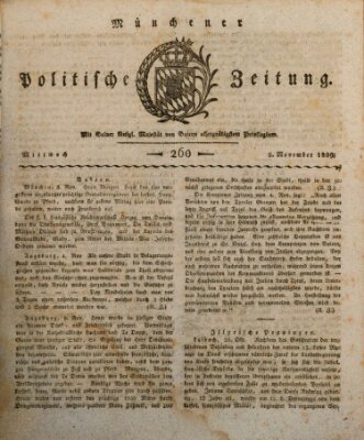 Münchener politische Zeitung (Süddeutsche Presse) Mittwoch 8. November 1809