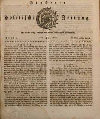 Münchener politische Zeitung (Süddeutsche Presse) Dienstag 28. November 1809