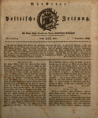 Münchener politische Zeitung (Süddeutsche Presse) Dienstag 5. Dezember 1809