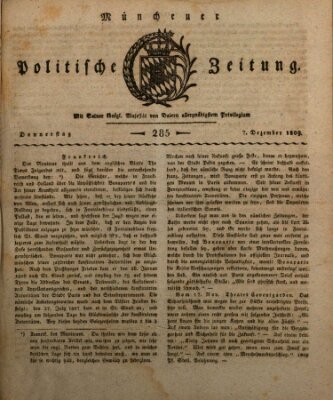 Münchener politische Zeitung (Süddeutsche Presse) Donnerstag 7. Dezember 1809