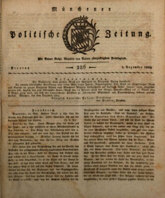 Münchener politische Zeitung (Süddeutsche Presse) Freitag 8. Dezember 1809