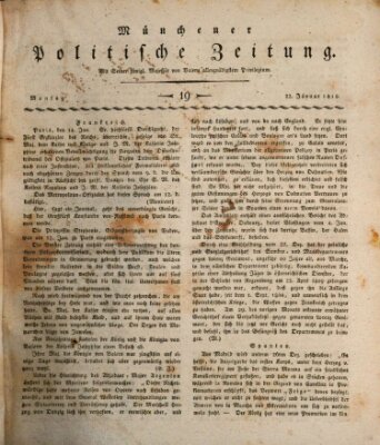 Münchener politische Zeitung (Süddeutsche Presse) Montag 22. Januar 1810