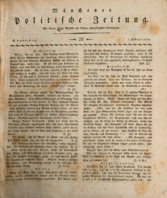 Münchener politische Zeitung (Süddeutsche Presse) Donnerstag 1. Februar 1810