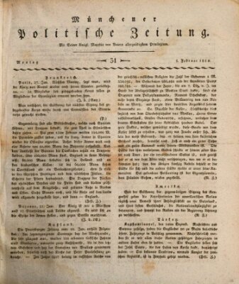 Münchener politische Zeitung (Süddeutsche Presse) Montag 5. Februar 1810