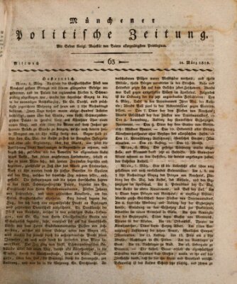 Münchener politische Zeitung (Süddeutsche Presse) Mittwoch 14. März 1810