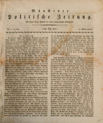 Münchener politische Zeitung (Süddeutsche Presse) Mittwoch 21. März 1810