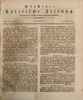 Münchener politische Zeitung (Süddeutsche Presse) Donnerstag 5. April 1810