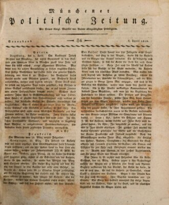 Münchener politische Zeitung (Süddeutsche Presse) Samstag 7. April 1810