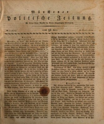 Münchener politische Zeitung (Süddeutsche Presse) Montag 16. April 1810