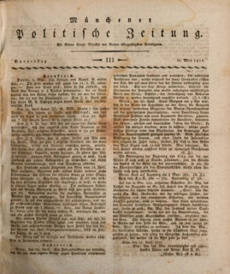 Münchener politische Zeitung (Süddeutsche Presse) Donnerstag 10. Mai 1810