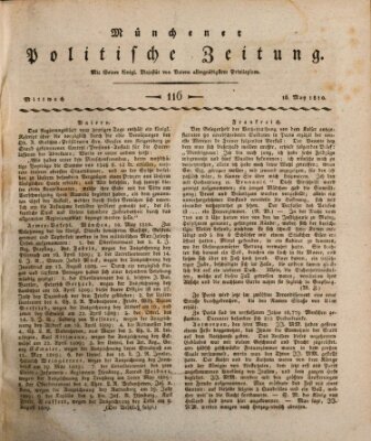 Münchener politische Zeitung (Süddeutsche Presse) Mittwoch 16. Mai 1810