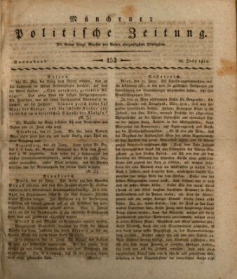 Münchener politische Zeitung (Süddeutsche Presse) Samstag 30. Juni 1810