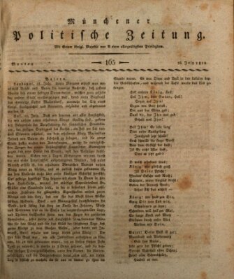 Münchener politische Zeitung (Süddeutsche Presse) Montag 16. Juli 1810