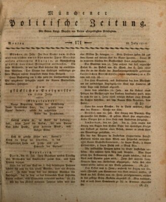 Münchener politische Zeitung (Süddeutsche Presse) Montag 23. Juli 1810