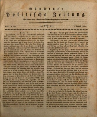 Münchener politische Zeitung (Süddeutsche Presse) Mittwoch 1. August 1810