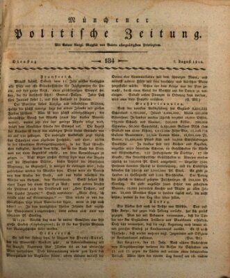 Münchener politische Zeitung (Süddeutsche Presse) Dienstag 7. August 1810