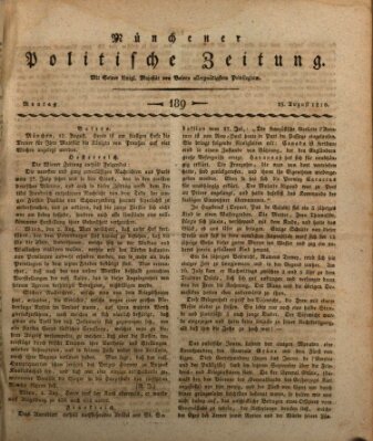 Münchener politische Zeitung (Süddeutsche Presse) Montag 13. August 1810