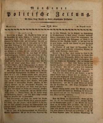 Münchener politische Zeitung (Süddeutsche Presse) Montag 20. August 1810