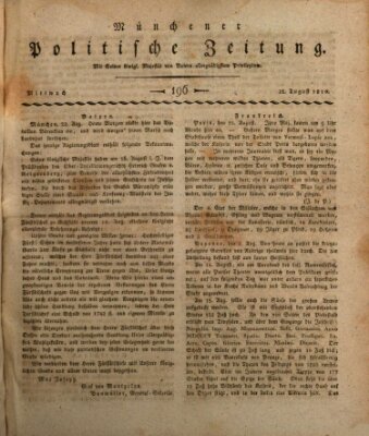 Münchener politische Zeitung (Süddeutsche Presse) Mittwoch 22. August 1810