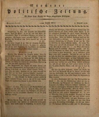 Münchener politische Zeitung (Süddeutsche Presse) Samstag 25. August 1810