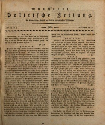 Münchener politische Zeitung (Süddeutsche Presse) Freitag 31. August 1810