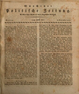 Münchener politische Zeitung (Süddeutsche Presse) Montag 3. September 1810