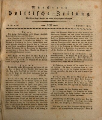 Münchener politische Zeitung (Süddeutsche Presse) Mittwoch 5. September 1810