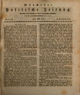 Münchener politische Zeitung (Süddeutsche Presse) Montag 10. September 1810