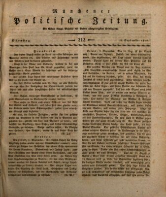 Münchener politische Zeitung (Süddeutsche Presse) Dienstag 11. September 1810