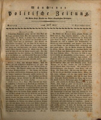 Münchener politische Zeitung (Süddeutsche Presse) Montag 17. September 1810