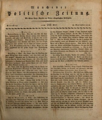 Münchener politische Zeitung (Süddeutsche Presse) Dienstag 18. September 1810