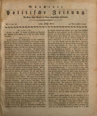 Münchener politische Zeitung (Süddeutsche Presse) Mittwoch 19. September 1810