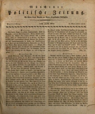 Münchener politische Zeitung (Süddeutsche Presse) Donnerstag 20. September 1810