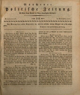 Münchener politische Zeitung (Süddeutsche Presse) Samstag 22. September 1810