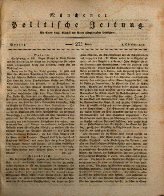 Münchener politische Zeitung (Süddeutsche Presse) Montag 8. Oktober 1810