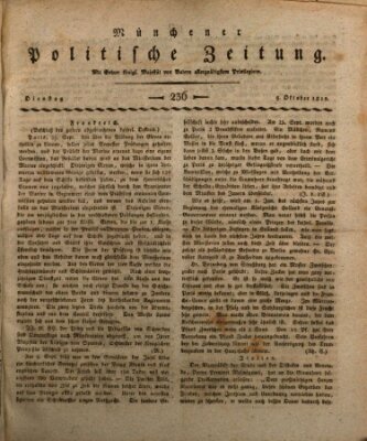 Münchener politische Zeitung (Süddeutsche Presse) Dienstag 9. Oktober 1810