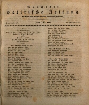 Münchener politische Zeitung (Süddeutsche Presse) Samstag 13. Oktober 1810