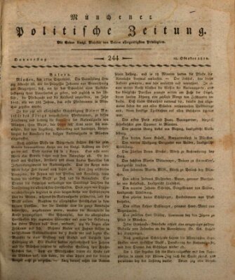 Münchener politische Zeitung (Süddeutsche Presse) Donnerstag 18. Oktober 1810