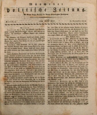 Münchener politische Zeitung (Süddeutsche Presse) Dienstag 13. November 1810