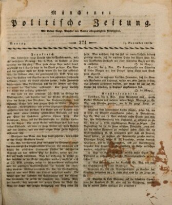 Münchener politische Zeitung (Süddeutsche Presse) Montag 19. November 1810