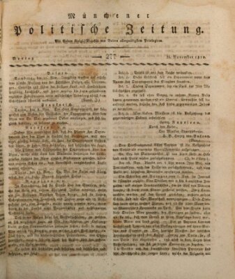 Münchener politische Zeitung (Süddeutsche Presse) Montag 26. November 1810