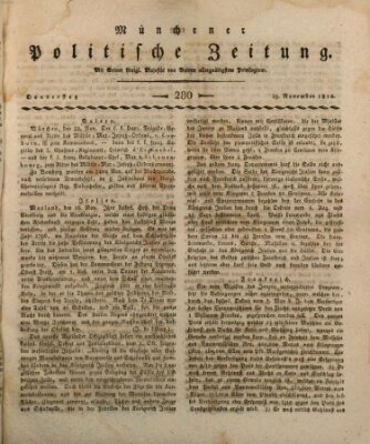 Münchener politische Zeitung (Süddeutsche Presse) Donnerstag 29. November 1810